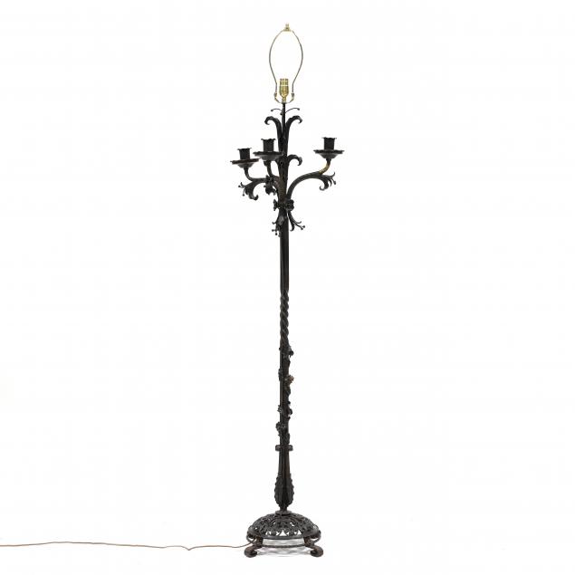 vintage-wrought-iron-floor-candelabra-lamp