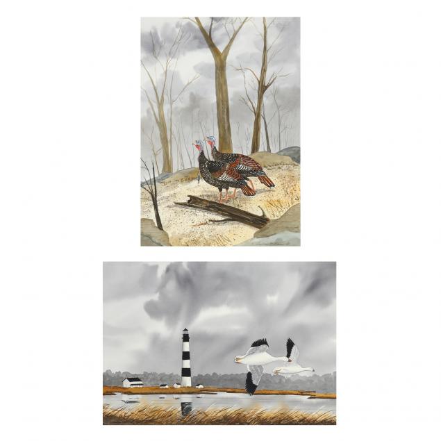 hudson-williams-nc-snow-geese-flying-over-bodie-island-wild-turkeys-two-works