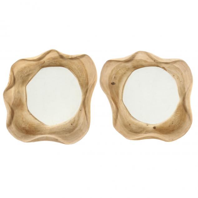 pair-of-post-modern-organic-shaped-teak-mirrors