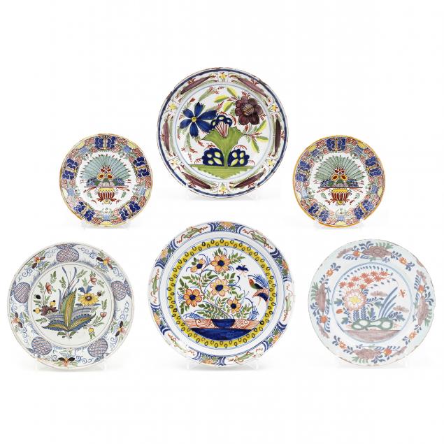 a-group-of-six-delft-polychrome-plates