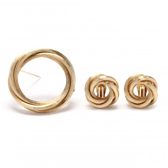 gold-knot-brooch-and-earring-suite