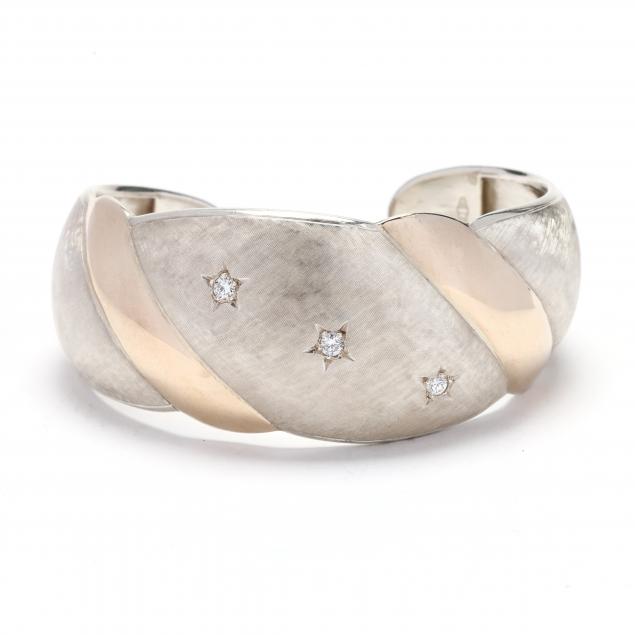 silver-gold-and-diamond-cuff-bracelet-italy