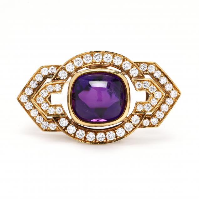 art-deco-style-gold-amethyst-and-diamond-brooch