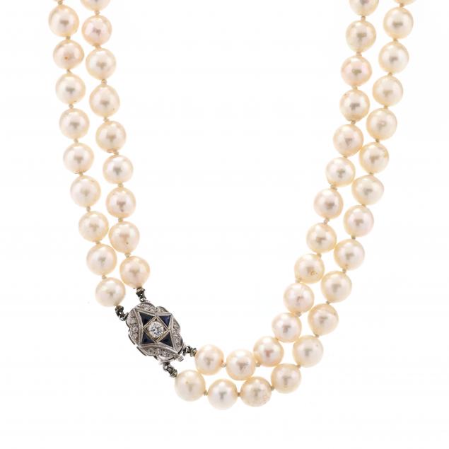 double-strand-pearl-necklace-with-a-white-gold-and-gem-set-clasp