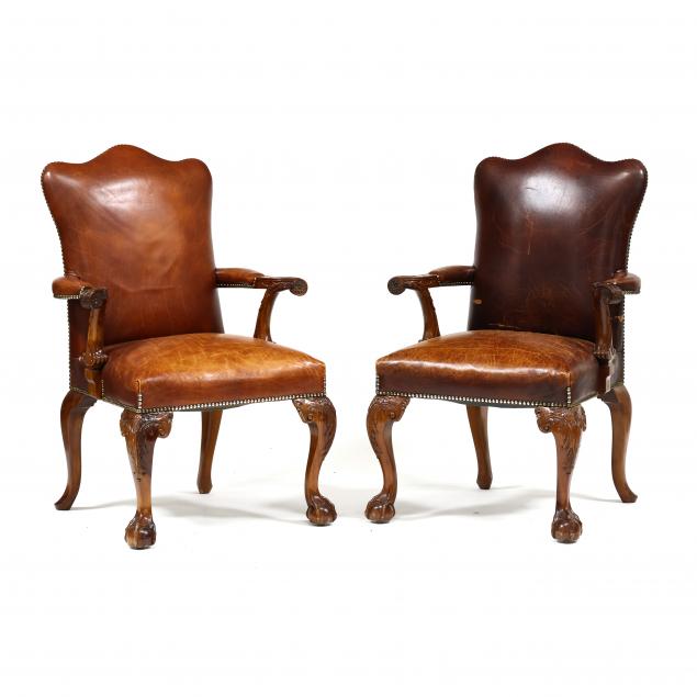 pair-of-english-chippendale-style-leather-armchairs