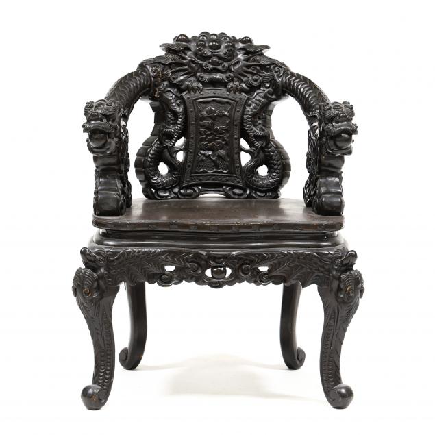 meiji-period-carved-hardwood-dragon-armchair