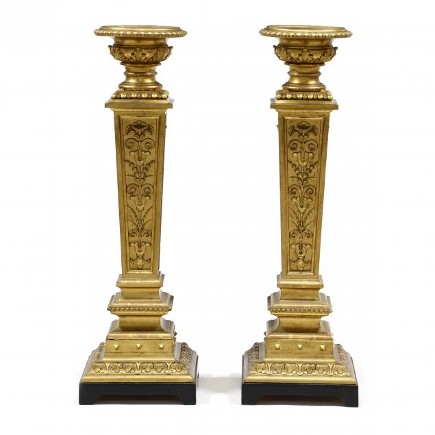 Pair of Aesthetic Period Carved and Gilt Pedestals (Lot 1210 - June ...