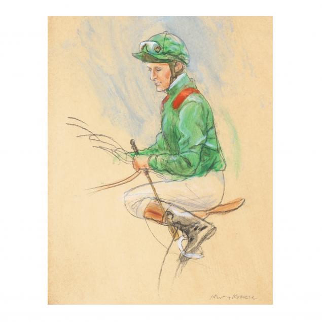 henry-koehler-american-1927-2018-mounted-jockey-in-green