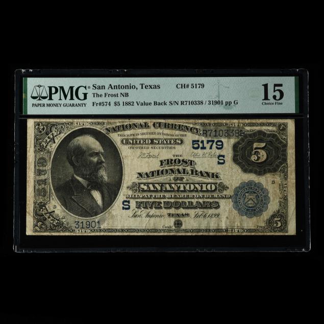 san-antonio-tx-the-frost-nb-5-value-back-currency-pmg-choice-fine-15