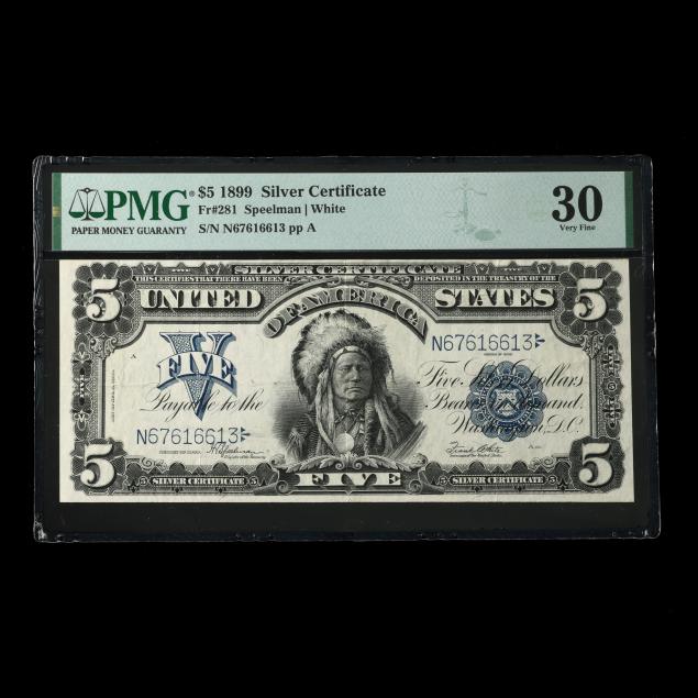 series-1899-5-silver-certificate-plains-indian-vignette-pmg-very-fine-30