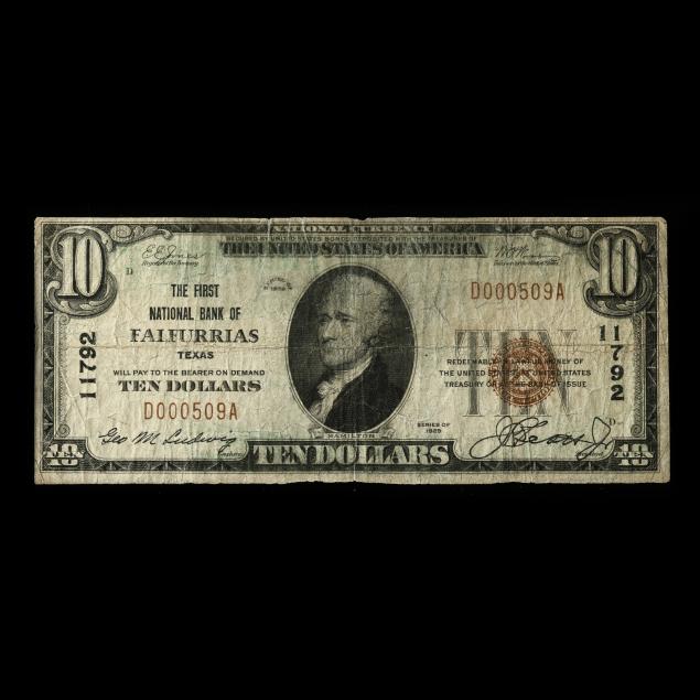 very-rare-10-national-currency-the-first-national-bank-of-falfurrias-texas