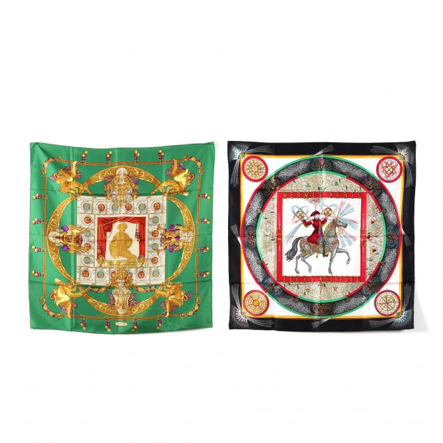 two-hermes-silk-scarves