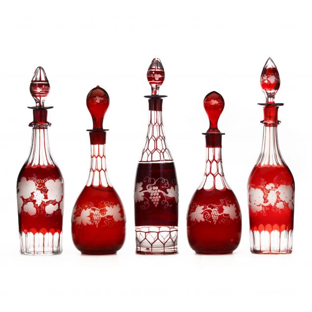 five-ruby-decorated-glass-decanters