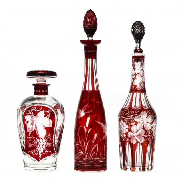 three-fine-ruby-cut-to-clear-decanters