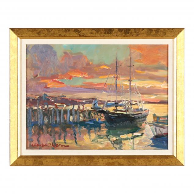 james-p-kerr-american-b-1953-harbor-scene-at-dusk