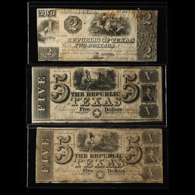 three-texas-republic-banknotes-two-5-notes-and-a-2-bill