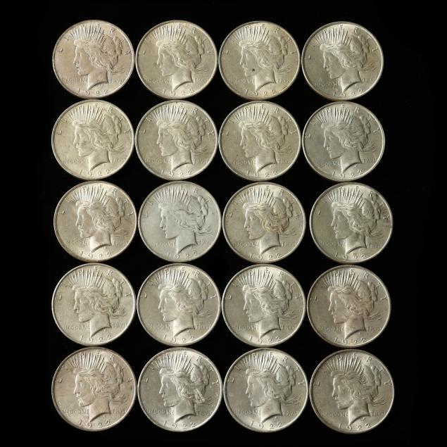 roll-of-twenty-20-1922-peace-silver-dollars-xf-bu