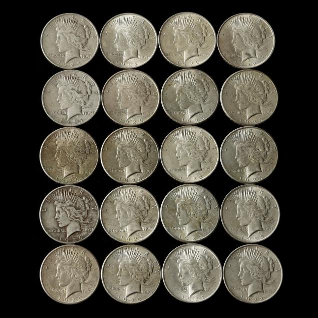 twenty-20-peace-silver-dollars-mostly-vf-to-uncirculated