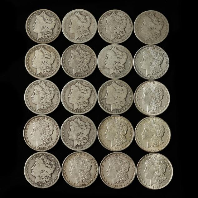 twenty-20-circulated-morgan-silver-dollars