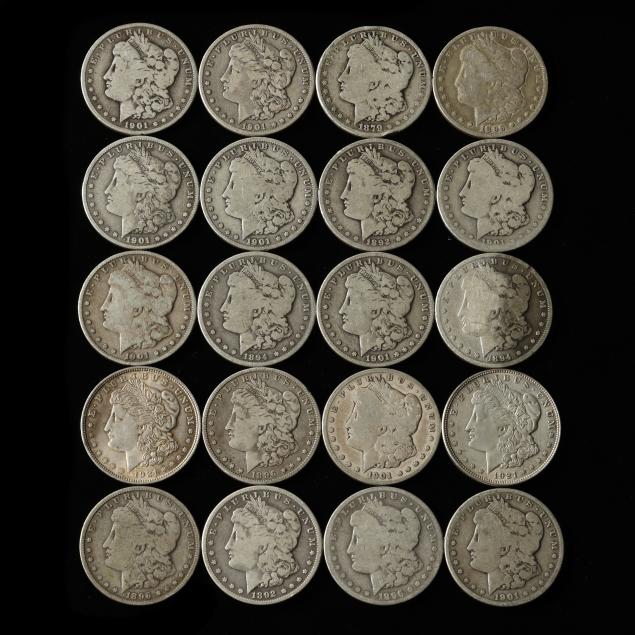 twenty-20-circulated-morgan-silver-dollars