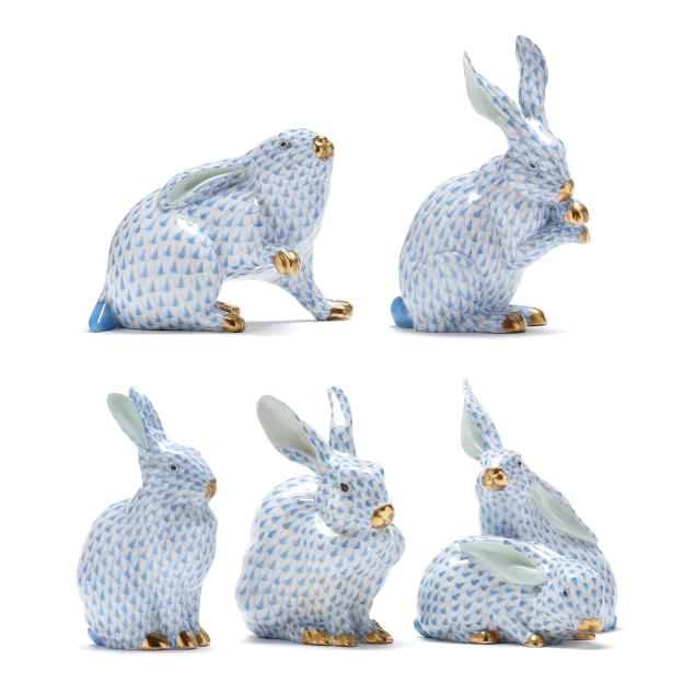 five-herend-blue-fishnet-bunnies