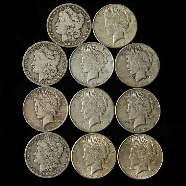 eleven-11-circulated-morgan-and-peace-dollars