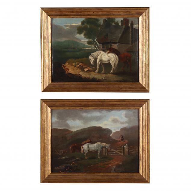 english-school-19th-century-pair-of-landscapes-with-horses