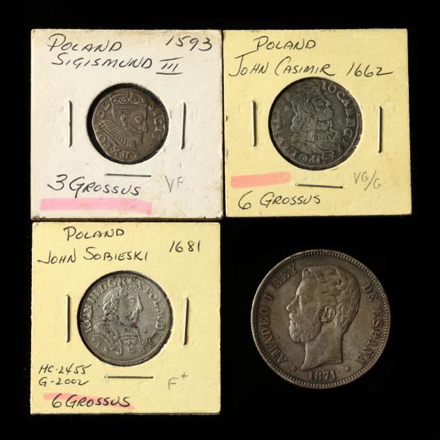 three-pre-1700-polish-silver-coins-and-a-somewhat-later-spanish-coin