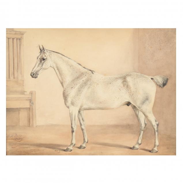 william-henry-davis-english-1786-95-1865-i-dappled-grey-hunter-in-stable-i