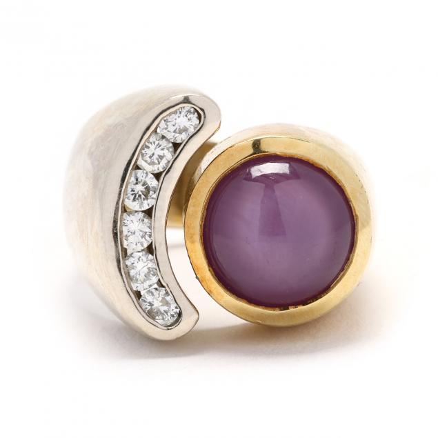 bi-color-gold-cabochon-star-ruby-and-diamond-ring