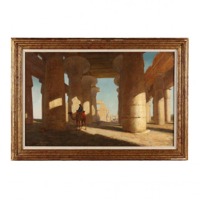 an-orientalist-painting-with-a-rider-in-egyptian-ruins