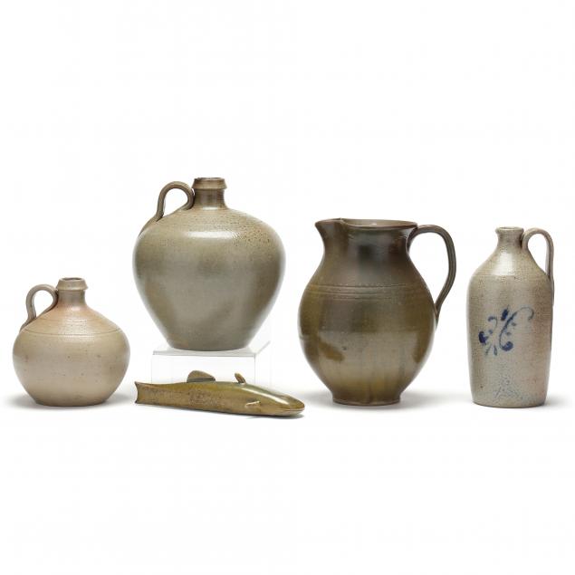 five-seagrove-area-stoneware-pottery-items