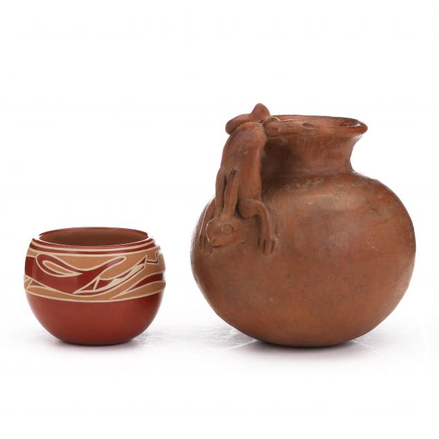 two-pieces-of-native-american-redware-pottery