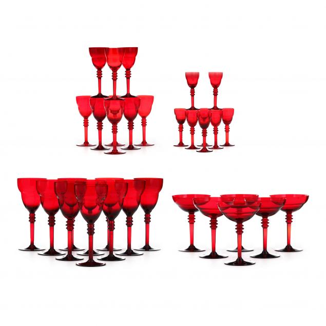 collection-of-vintage-ruby-red-crystal-stemware