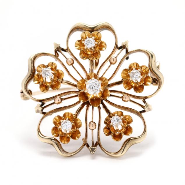 vintage-gold-and-diamond-flower-brooch-pendant