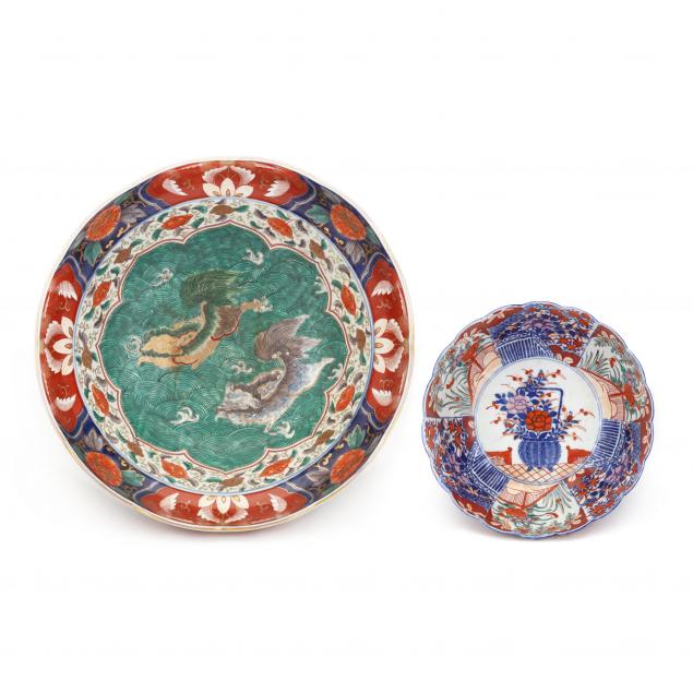 a-japanese-imari-punch-bowl-and-smaller-bowl