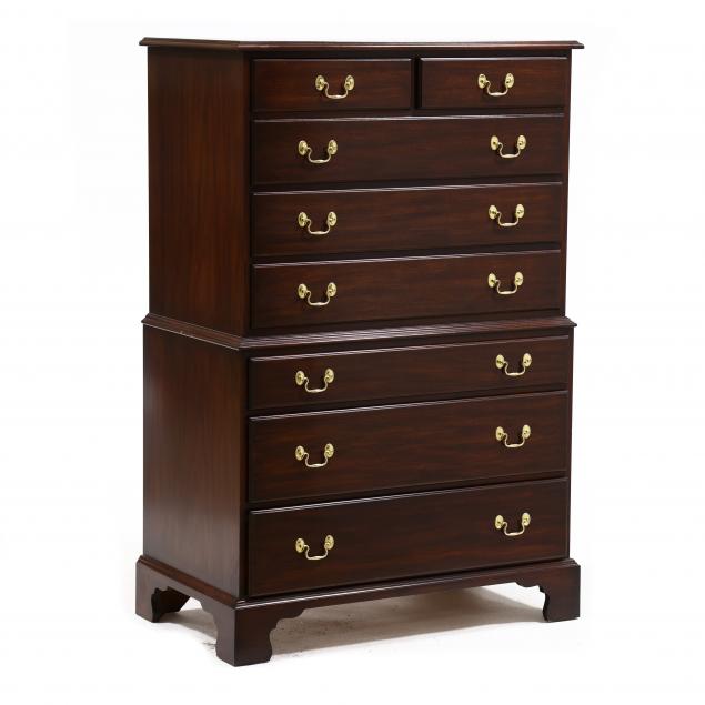 henkel-harris-chippendale-style-mahogany-semi-tall-chest-of-drawers