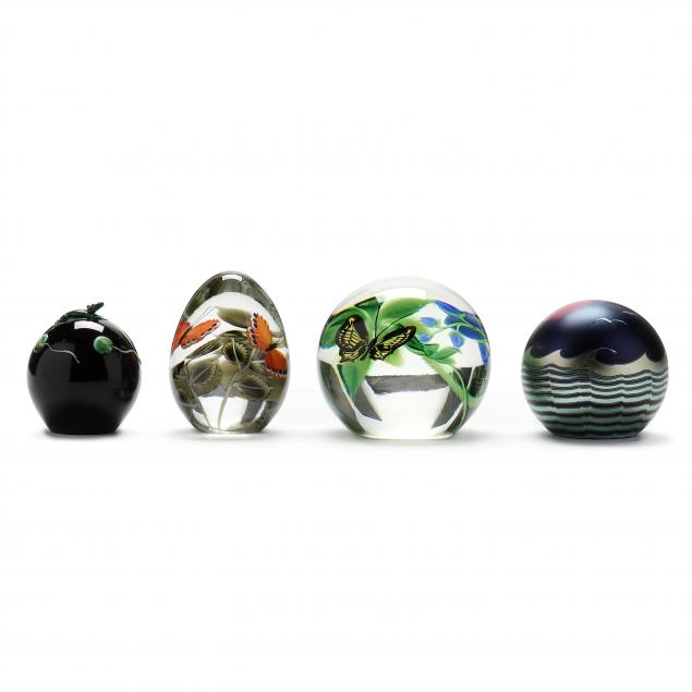 four-signed-art-glass-paperweights