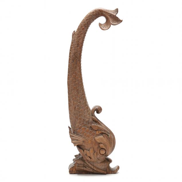 a-renaissance-revival-carved-wood-dolphin-ornament