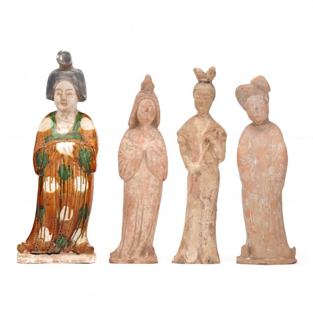 four-chinese-standing-tomb-figures