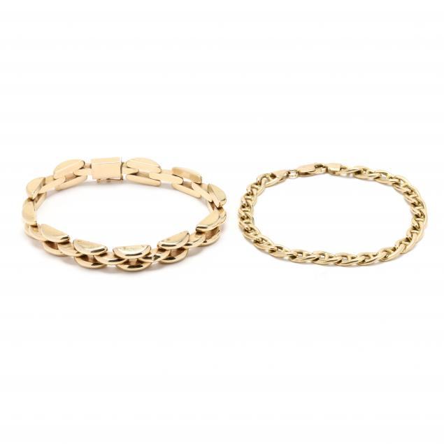 two-gold-link-bracelets