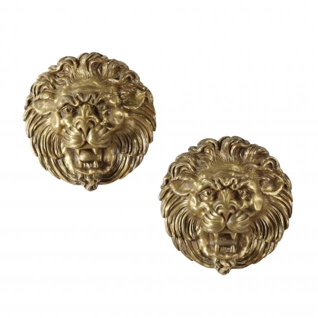 Pair of Gilt Bronze Lion Masks Plaques (Lot 1150 - June Estate Auction ...