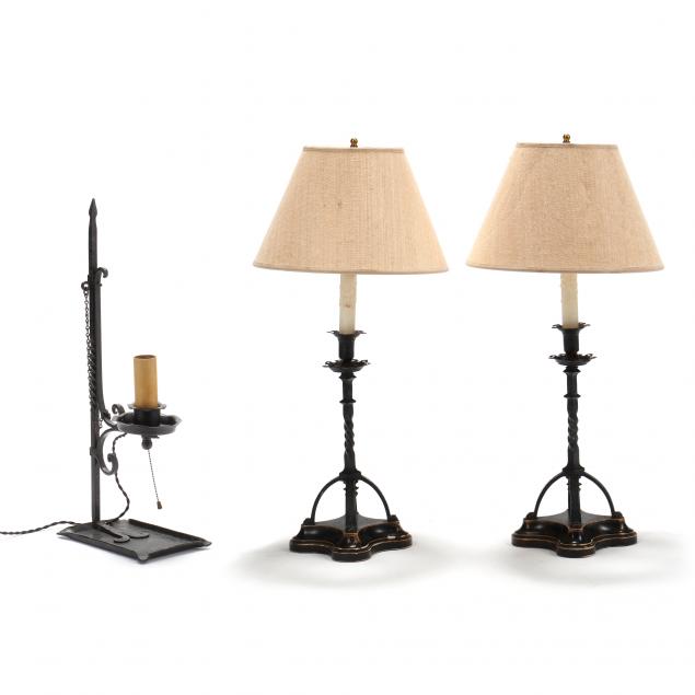 three-vintage-wrought-iron-candle-holder-table-lamps