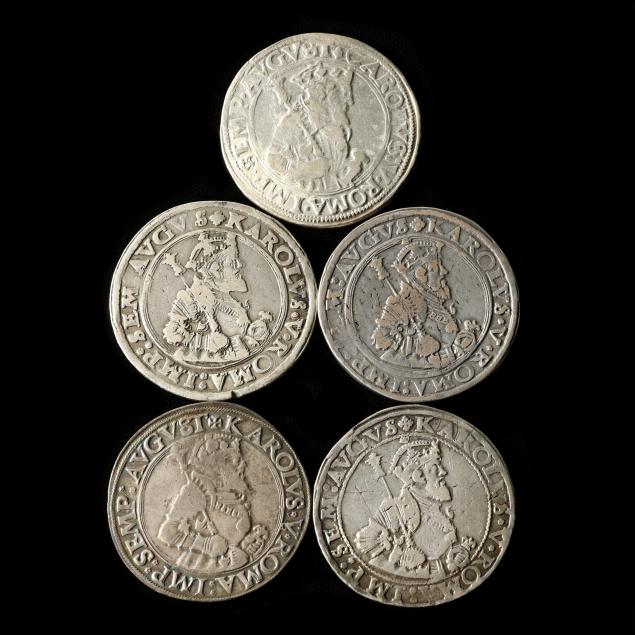 german-states-kaufbeuren-year-set-of-five-silver-talers-1540-43