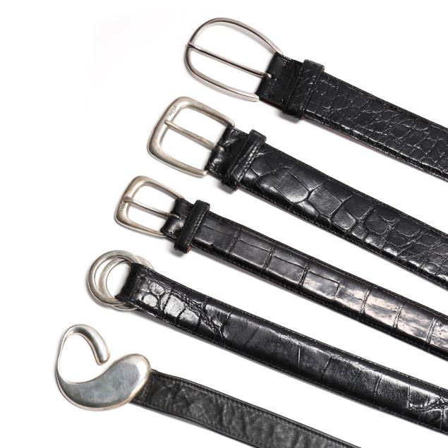 five-black-belts-with-sterling-buckles