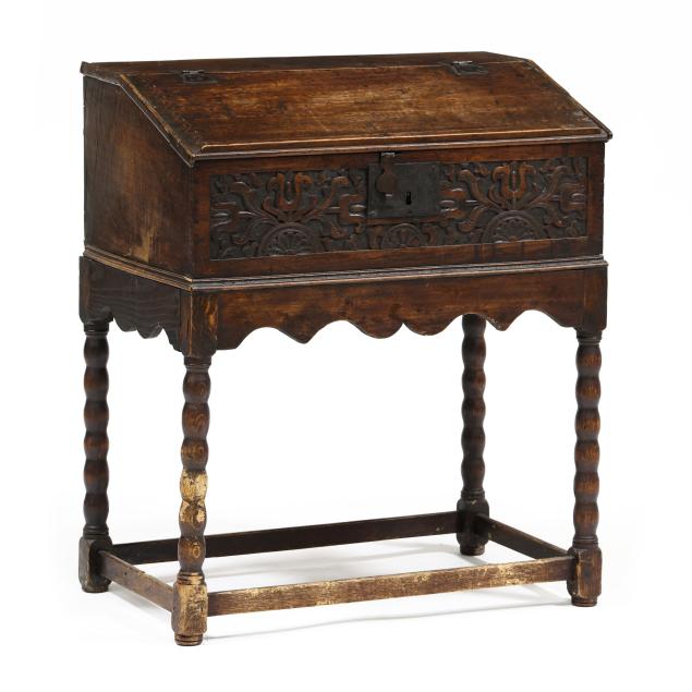 jacobean-carved-oak-and-walnut-desk-on-stand