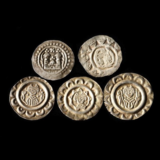 five-medieval-12th-c-light-denier-obol-bracteates