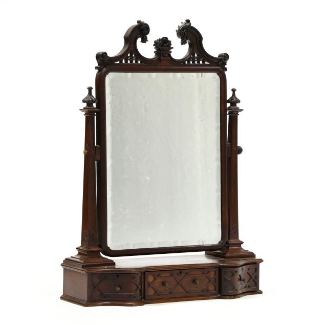 chinese-chippendale-style-carved-mahogany-dressing-mirror