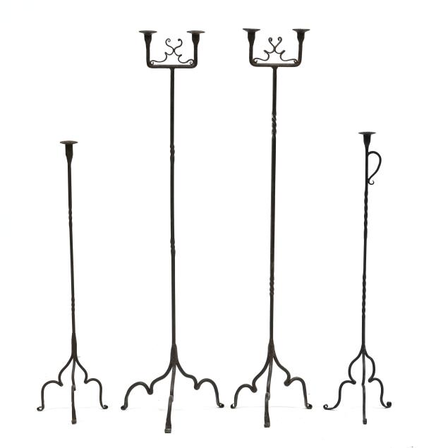 four-wrought-iron-floor-candlesticks