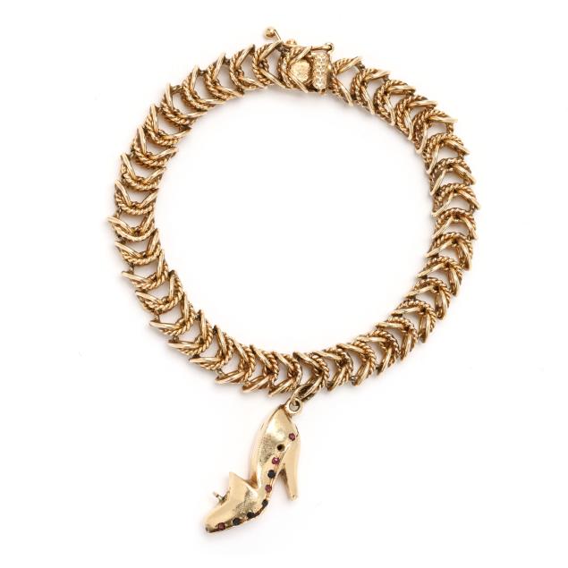 gold-bracelet-with-gem-set-shoe-charm